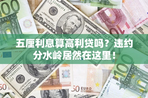 济南五厘利息算高利贷吗？违约分水岭居然在这里！